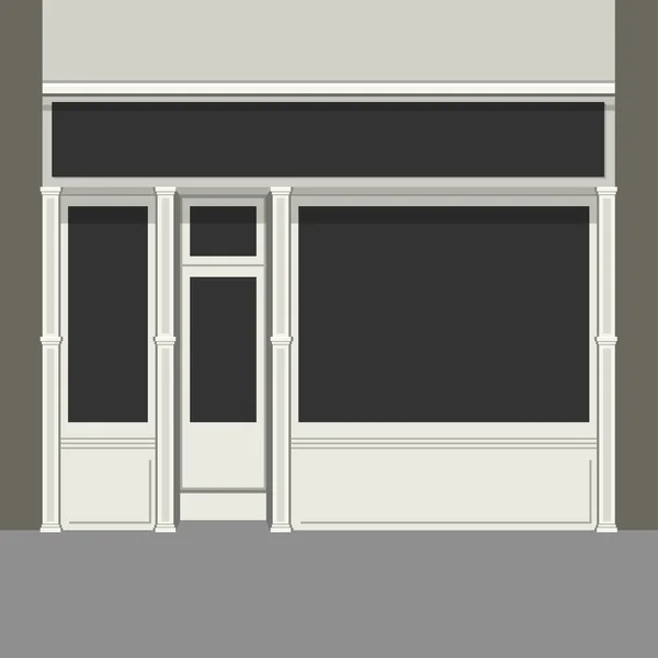 Shopfront with Black Windows. Light Store Facade. Vector. — Stock Vector