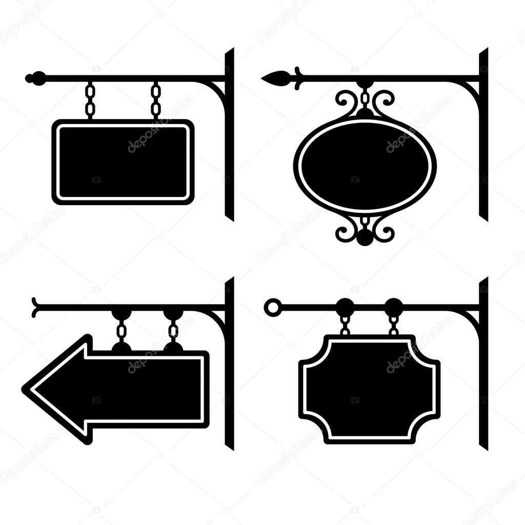 Set of retro graphic forged signboards. Vector