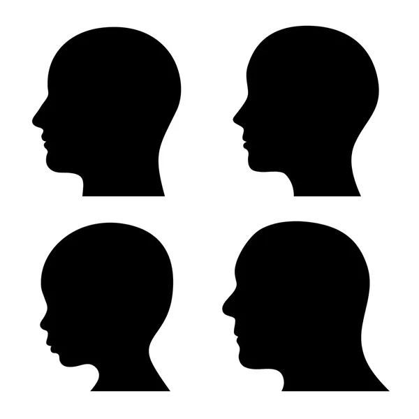 People Profile Head Silhouettes Set. Vector — Stock Vector