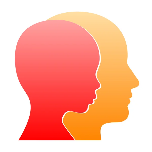 Silueta de perfil facial de hombre y mujer. Vector — Vector de stock