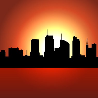 Sunset kent ısıtmak içinde. siluet vektör