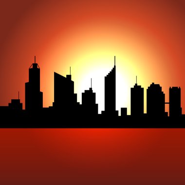 Sunset kent ısıtmak içinde. siluet vektör
