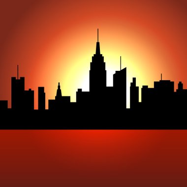 Sunset kent ısıtmak içinde. siluet vektör