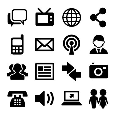 iletişim ve sosyal simgeler kümesi. vektör