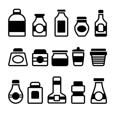 kavanoz simgeler kümesi. Beyaz arka planda siyah siluet. vektör