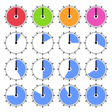 yuvarlak Zamanlayıcı arama simgeler, beyaz arka plan üzerinde ayarlayın. vektör