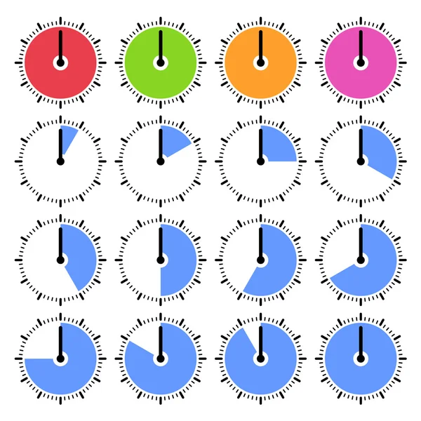Kolo časovač oznamovací ikony nastavit na bílém pozadí. vektor — Stockový vektor