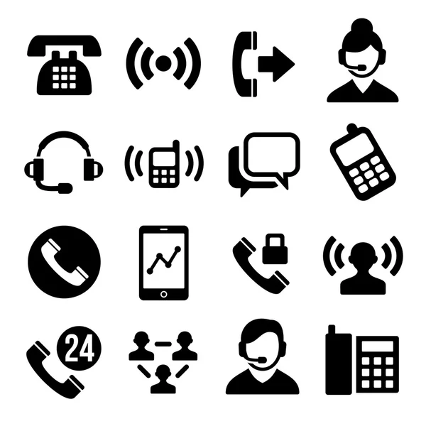 电话和电话中心图标集 图库插图