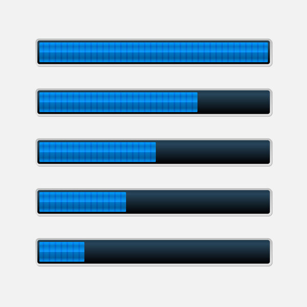 Набор Blue Progress Bars. Векторные загрузочные панели
