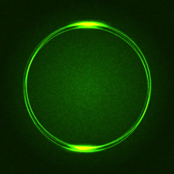 Koyu noktalı arka plan yeşil parlayan halkalar. vektör — Stok Vektör