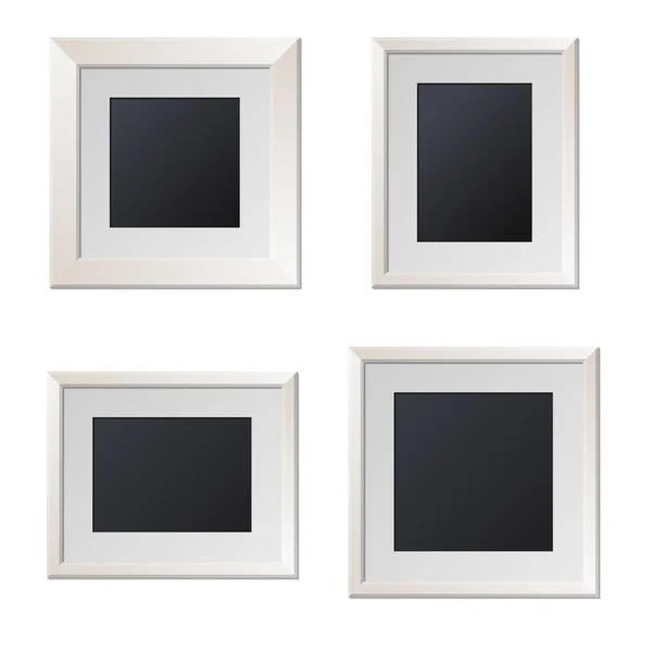 Realistic White Picture Frames with Blank Center. Vector — Stock Vector