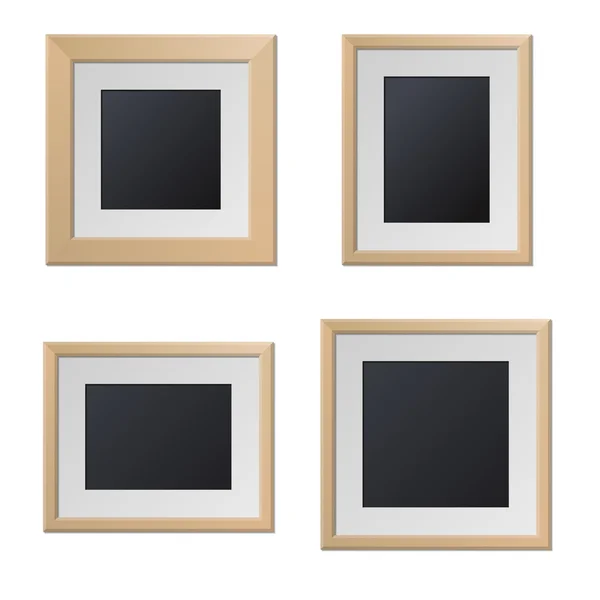 Realistic Wood Picture Frames with Blank Center. Vector — Stock Vector