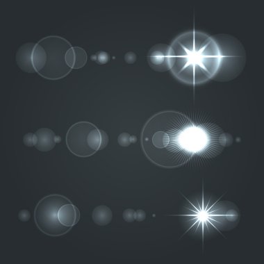 Lens Flare Set sun with Transparent Background. Vector clipart