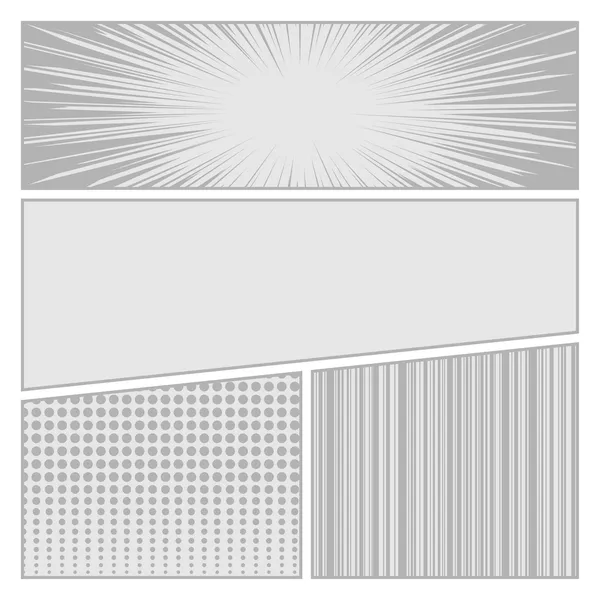 만화책 팝 아트 스타일 빈 레이아웃 템플릿을 도트 패턴 배경 벡터 — 스톡 벡터