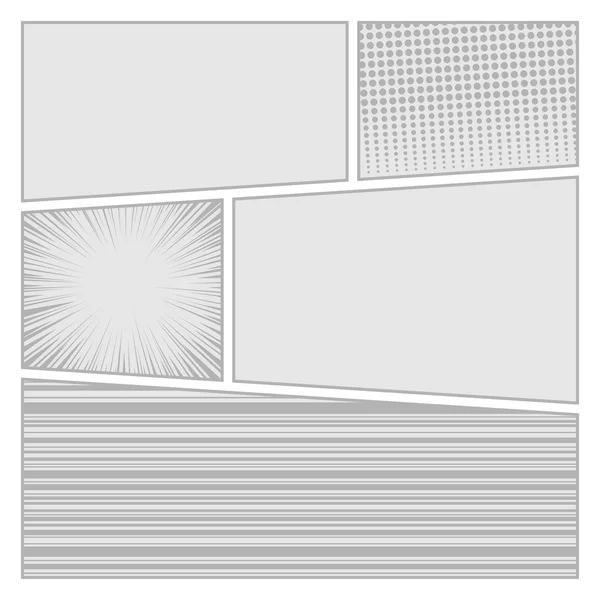 Strips popart stijl lege lay-out sjabloon met puntjes patroon achtergrond vector — Stockvector