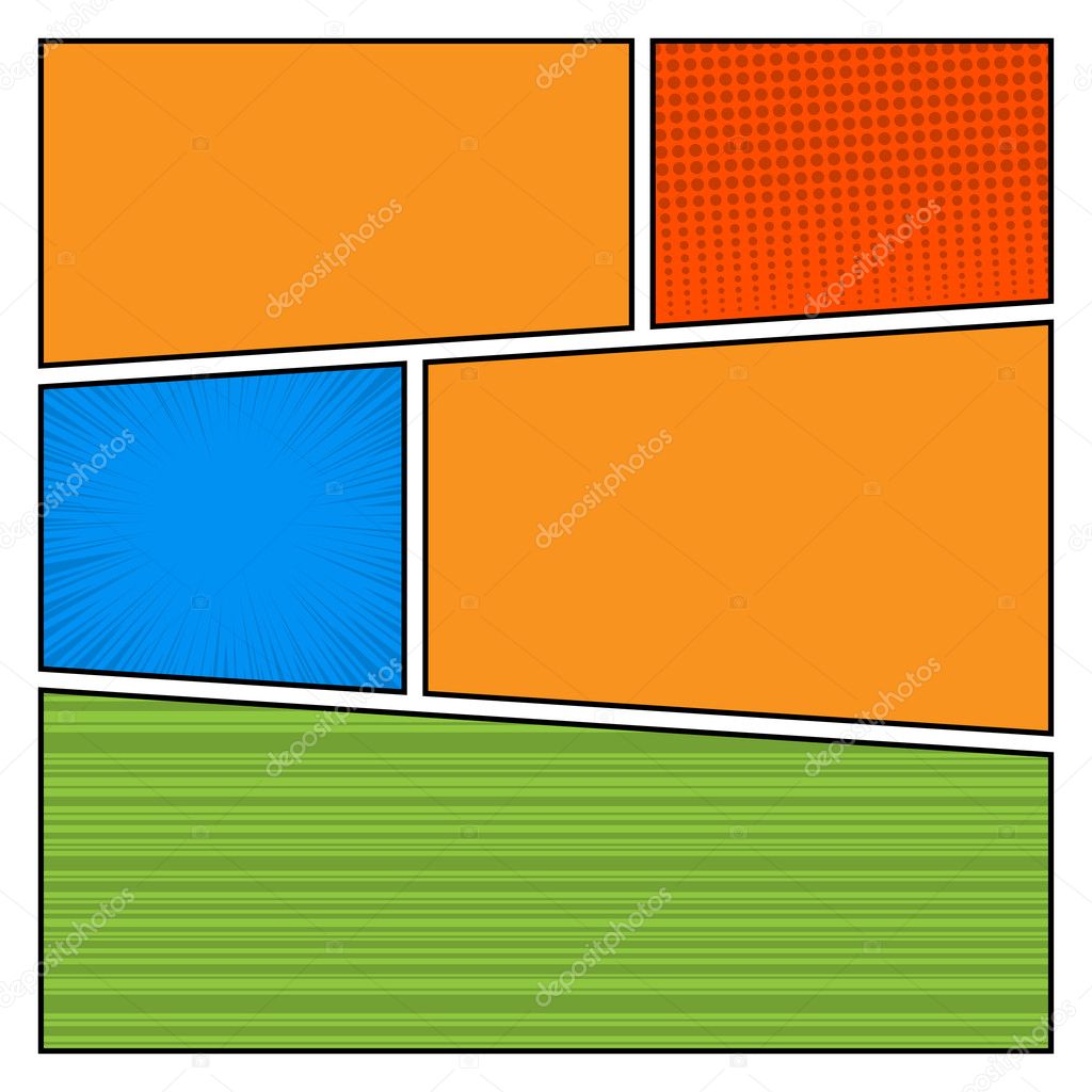 Comics Color pop art style blank layout template with dots pattern background vector