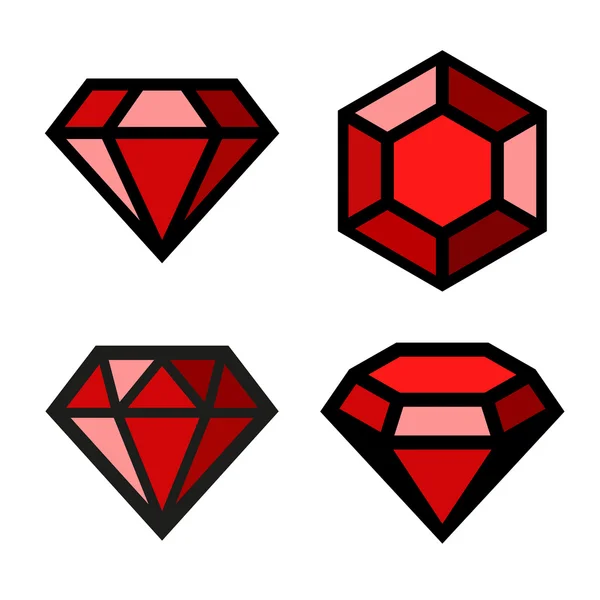 Ruby vector icons set — Stockvector