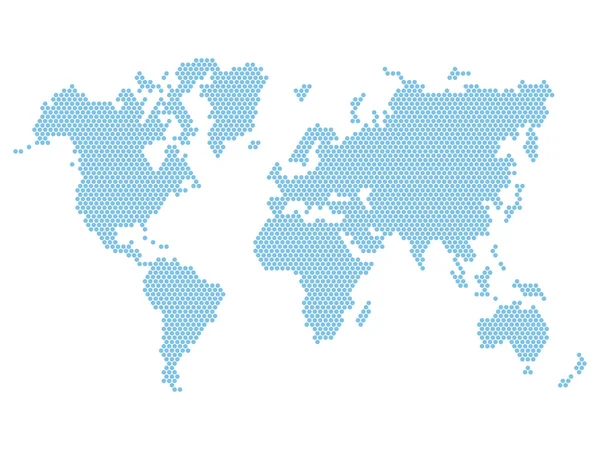 Prickig blå världen karta isolerade på vitt. vektor — Stock vektor