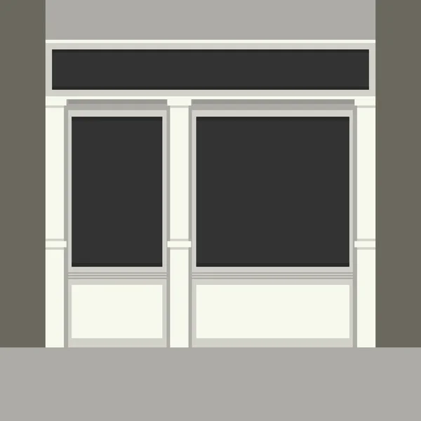 Schaufenster mit schwarzen Scheiben. Ladenfassade hell. Vektor. — Stockvektor