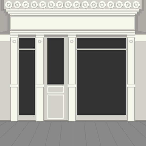 Магазин с черными окнами. Фасад магазина. Вектор
.