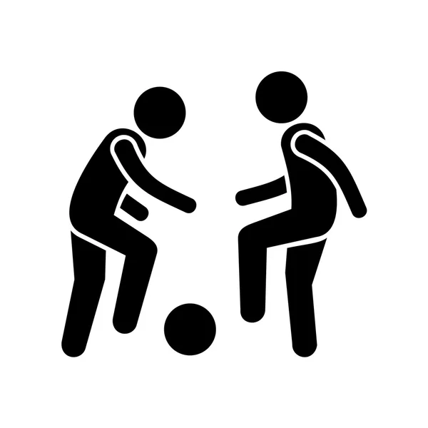 Twee voetballers met bal. vector pictogram — Stockvector