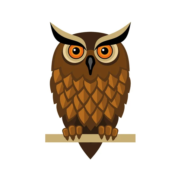 Owl Isolated on White. Vector — Stock Vector