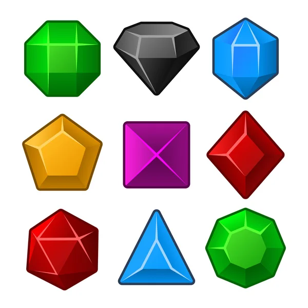 Set of Multicolored Gems for Match3 Games. Vector — Stock Vector