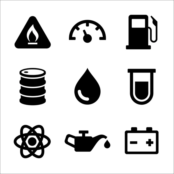 Gasolina Diesel Fuel Service Station Icons Set. Vetor — Vetor de Stock