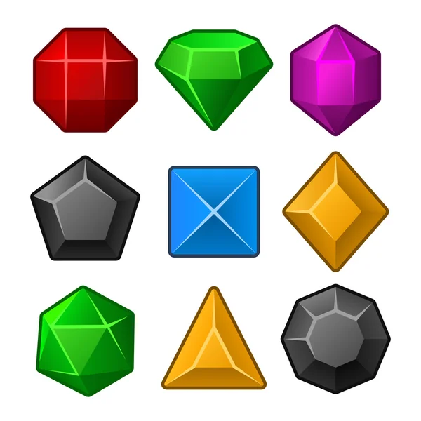 Conjunto de gemas multicolores para juegos Match3. Vector — Archivo Imágenes Vectoriales