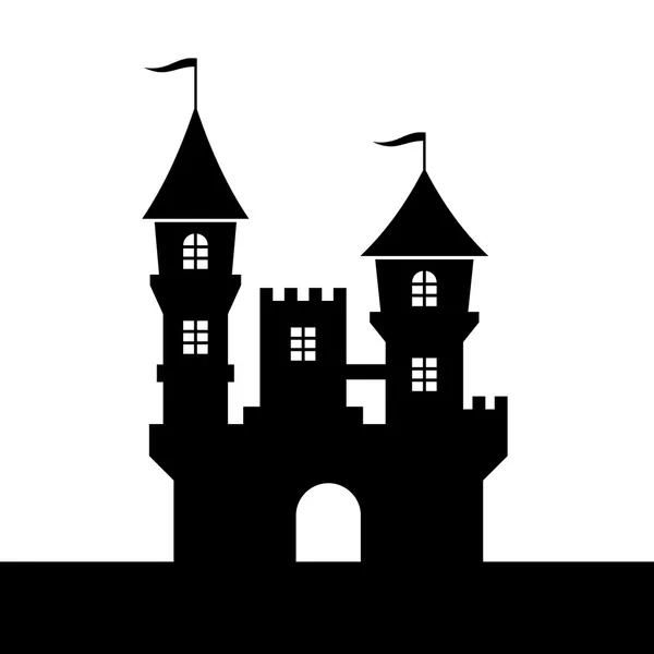 Icono de la silueta del castillo sobre fondo blanco. Vector — Vector de stock