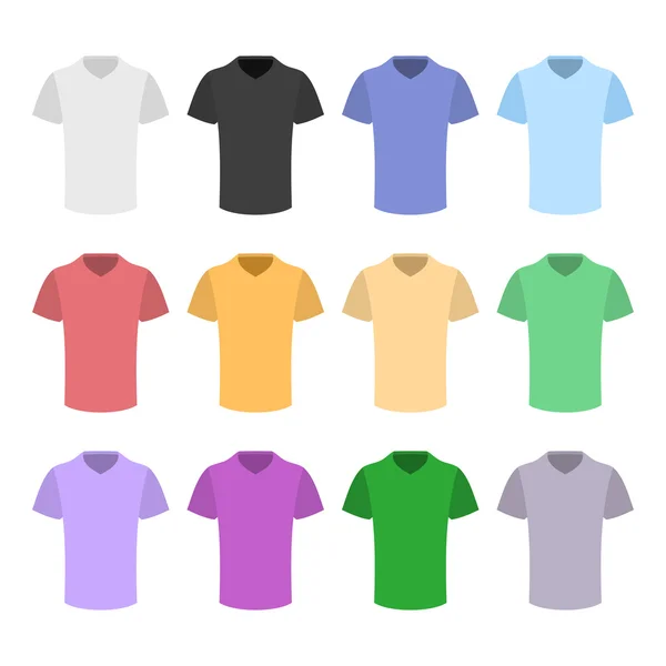 Цветной шаблон футболки с плоским дизайном. Вектор — стоковый вектор