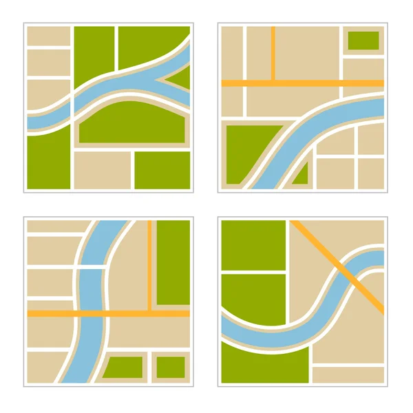 Set of Abstract City Map Illustration. Vector — Stock Vector