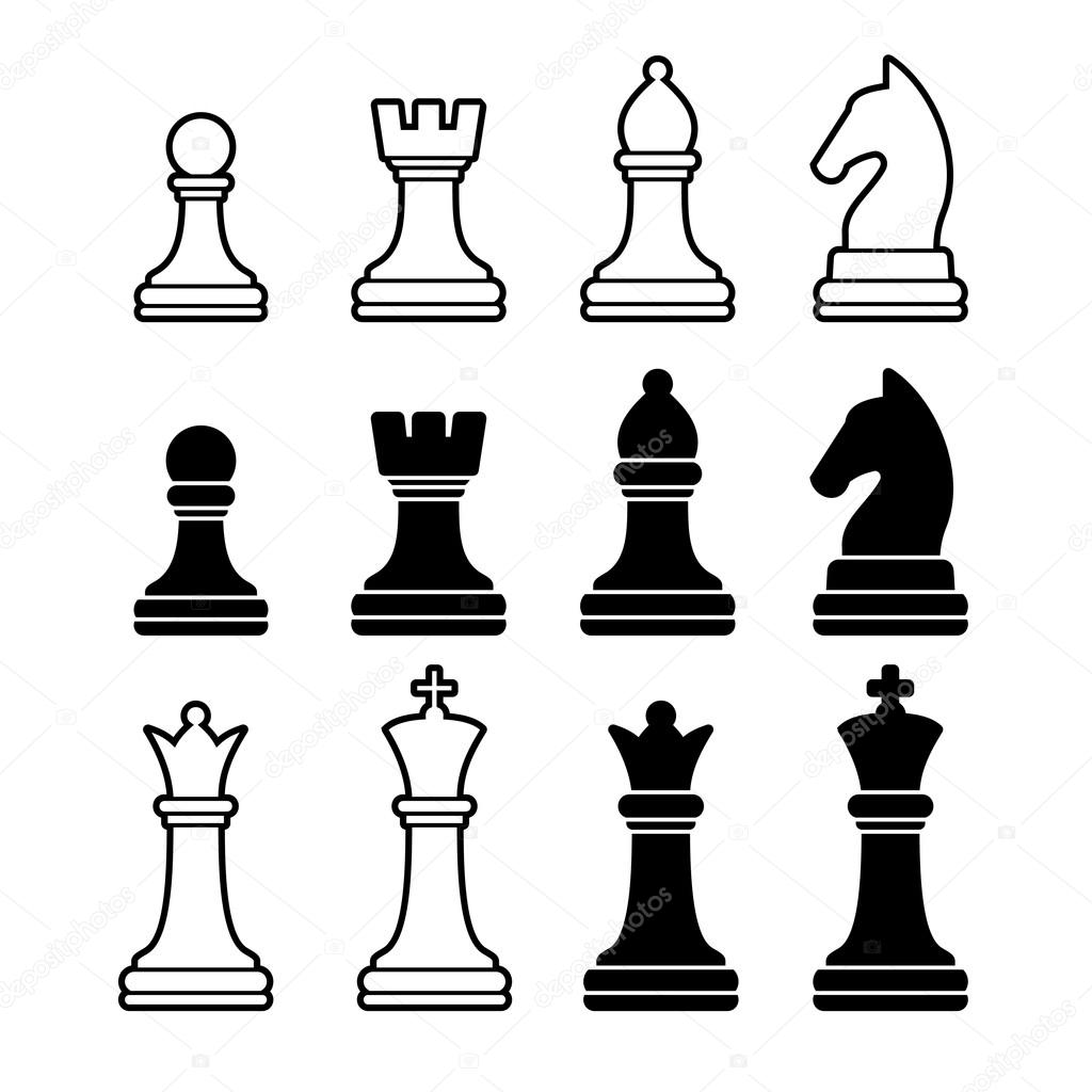 Chess Pieces Including King, Queen, Rook, Pawn, Knight, And Bishop Chess  Icons, Vector Set Of Chess Pieces, Chess Figures Royalty Free SVG,  Cliparts, Vetores, e Ilustrações Stock. Image 17470012.