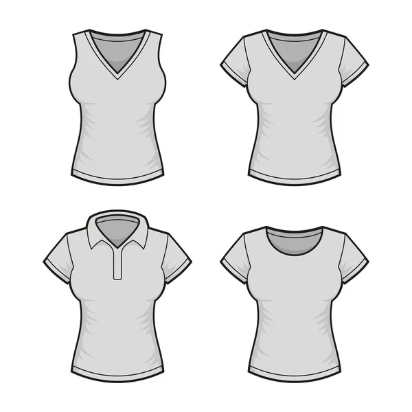 Vector. Womens T-shirt Design Template Set. Vector — Stock Vector