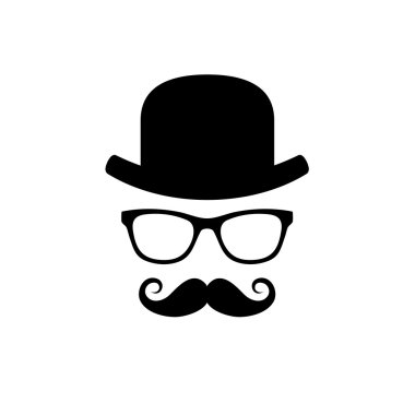 Şapka, gözlük ve bıyık seti. Vektör