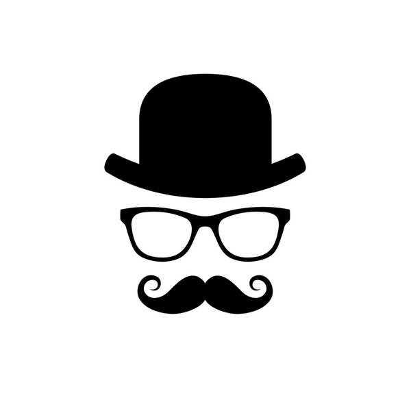 Hat, Glasses and Mustache Set. Vector