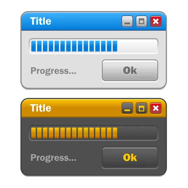 Barva počítač windows s načítání indikátor a tlačítko ok. vektor — Stockový vektor