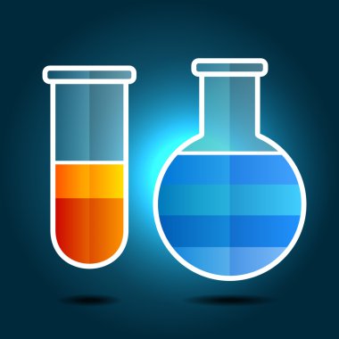 Eğitim kimya temalı Infographic şişeler ile. vektör