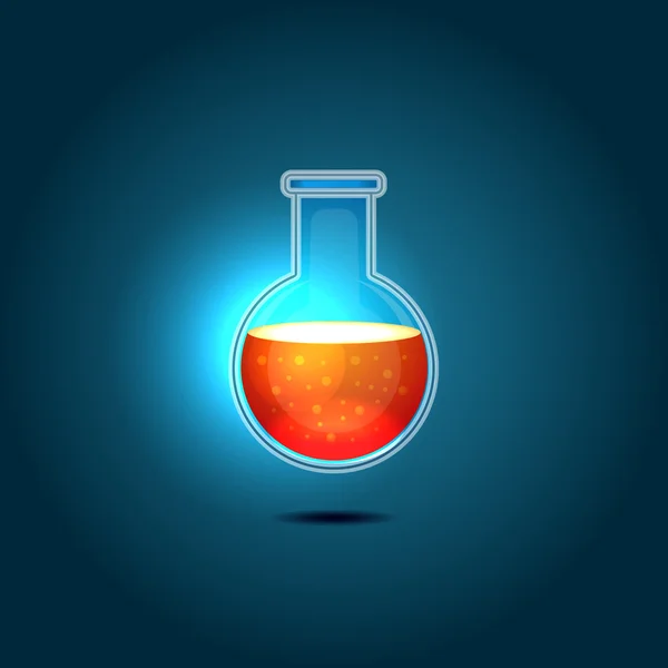 Glas chemische kolf met rode giftige vloeistof. vector — Stockvector