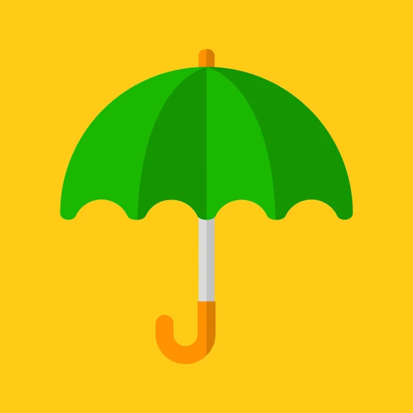 Green Umbrella Icon in Flat Design Style. Vector — Stock Vector