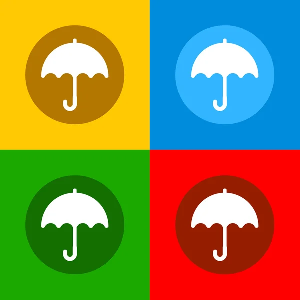 Цветные Umbrella Icons Set в стиле плоского дизайна. Вектор — стоковый вектор