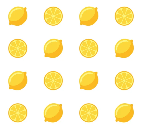 Lemon Bezešvé Vzor Bílém Pozadí Vektorová Ilustrace — Stockový vektor
