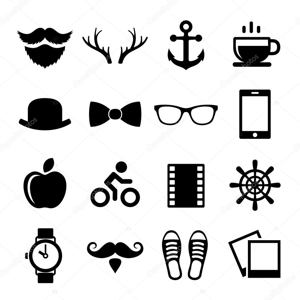 Set of Vintage Hipster Icons and Logos. Vector
