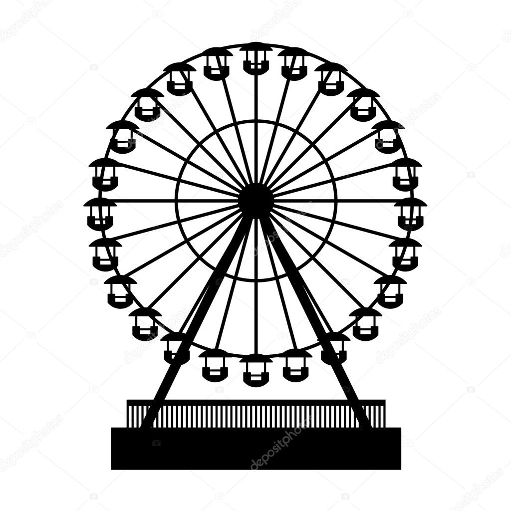 Silhouette Park Atraktsion Ferris Wheel. Vector