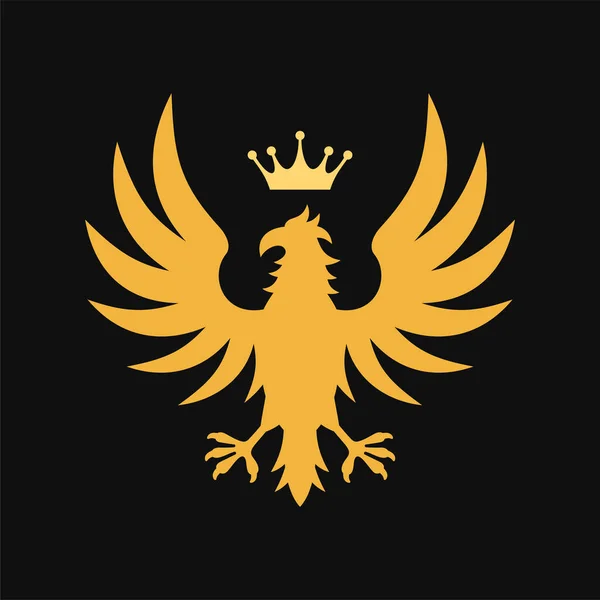 Золотий геральдичний королівський герб на чорному тлі. Векторні — стоковий вектор