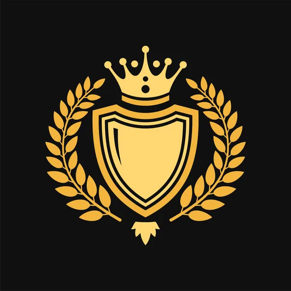 Gold Heraldic Royal Emblem em fundo preto. Vetor — Vetor de Stock