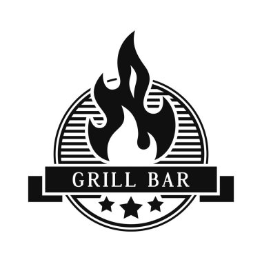 Beyaz Arkaplanda Hot Grill Bar Logosu. Vektör