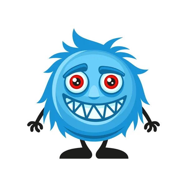 Blue Cartoon Monster di White Background. Vektor - Stok Vektor