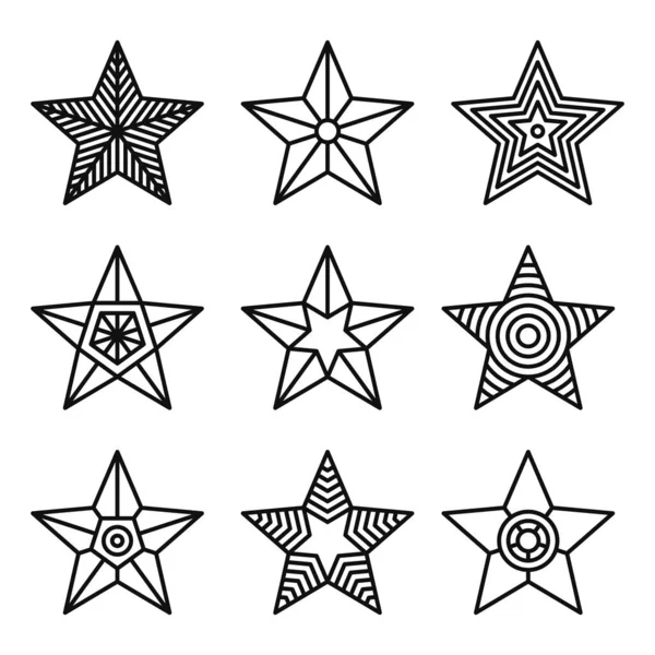 Five Point Star Shape Icon Set on White Background. Vector — Stock Vector