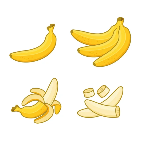 Банановые иконы на белом фоне. Вектор — стоковый вектор